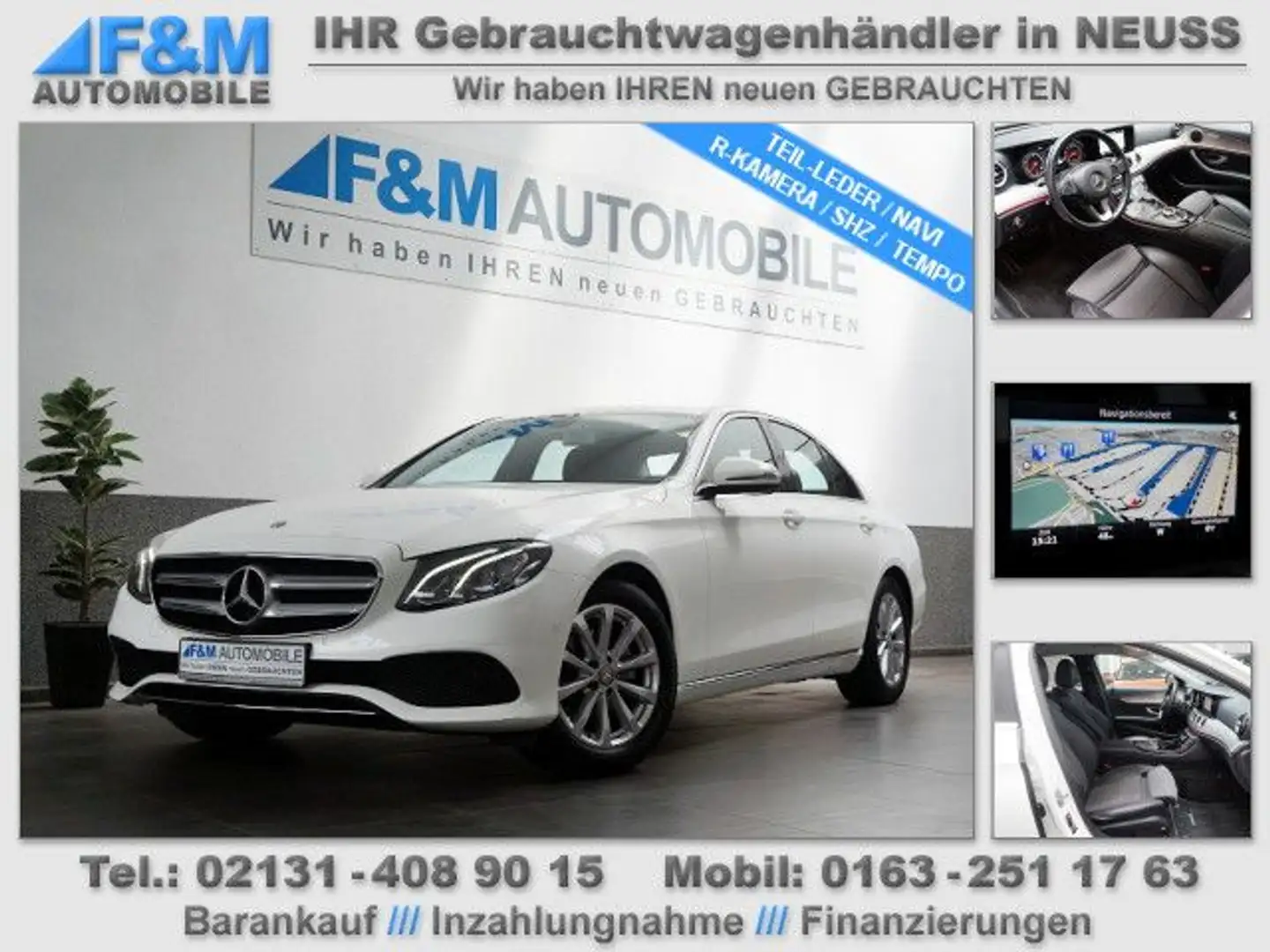 Mercedes-Benz E 200 AVANTGARDE Auto Navi Leder R-Kam PDC Blanc - 1