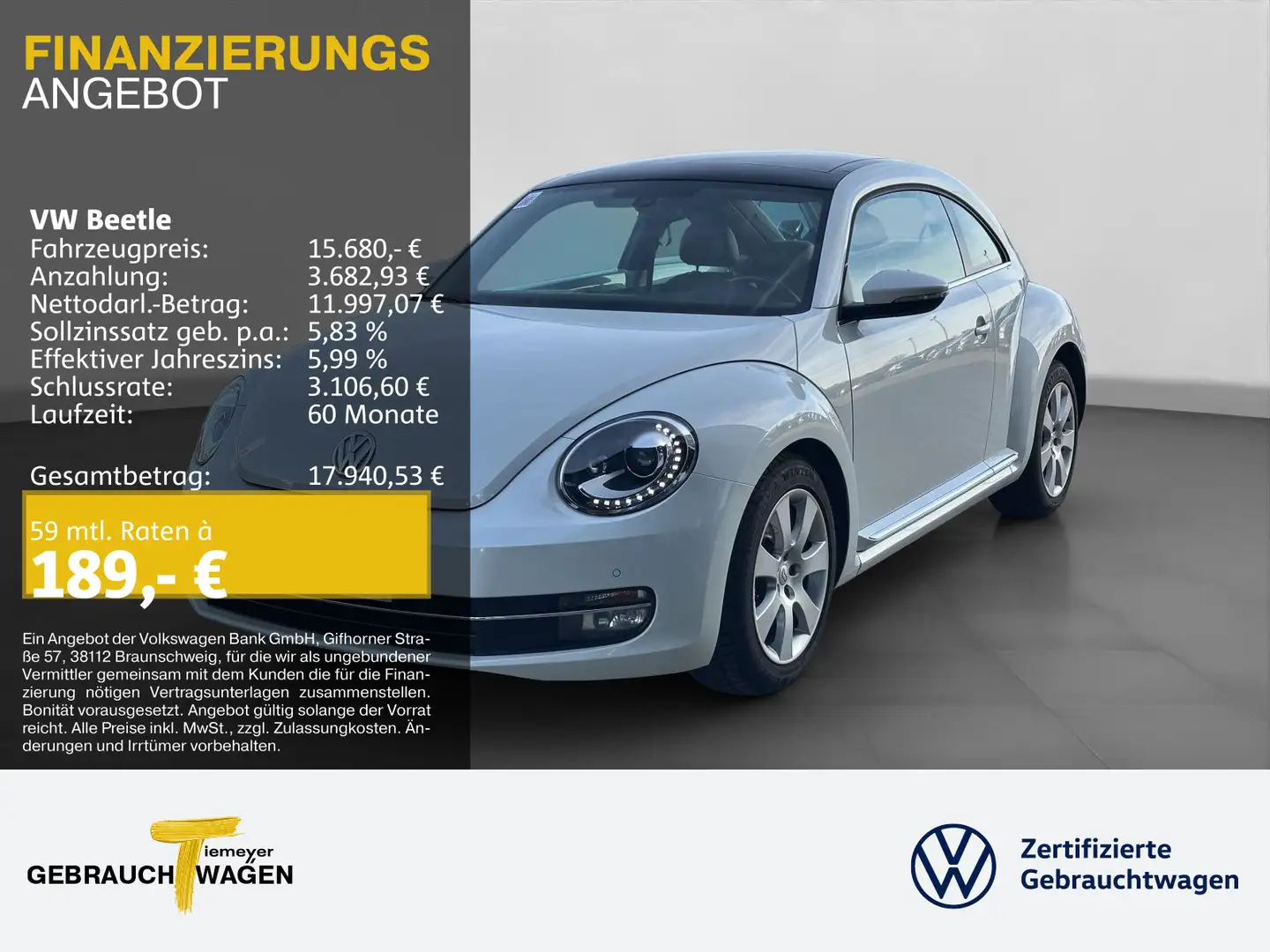 Volkswagen Beetle 1.4 TSI DESIGN XENON PANO NAVI SITZHZG Blanc - 1
