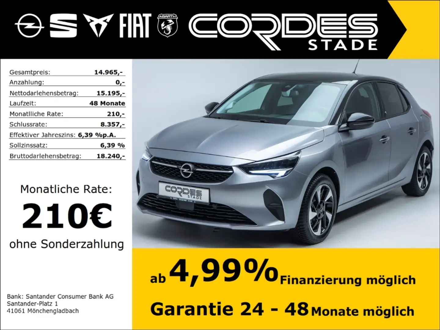 Opel Corsa-e F  Edition Allwetter Automatik  PDC Kamera (163) Gri - 1