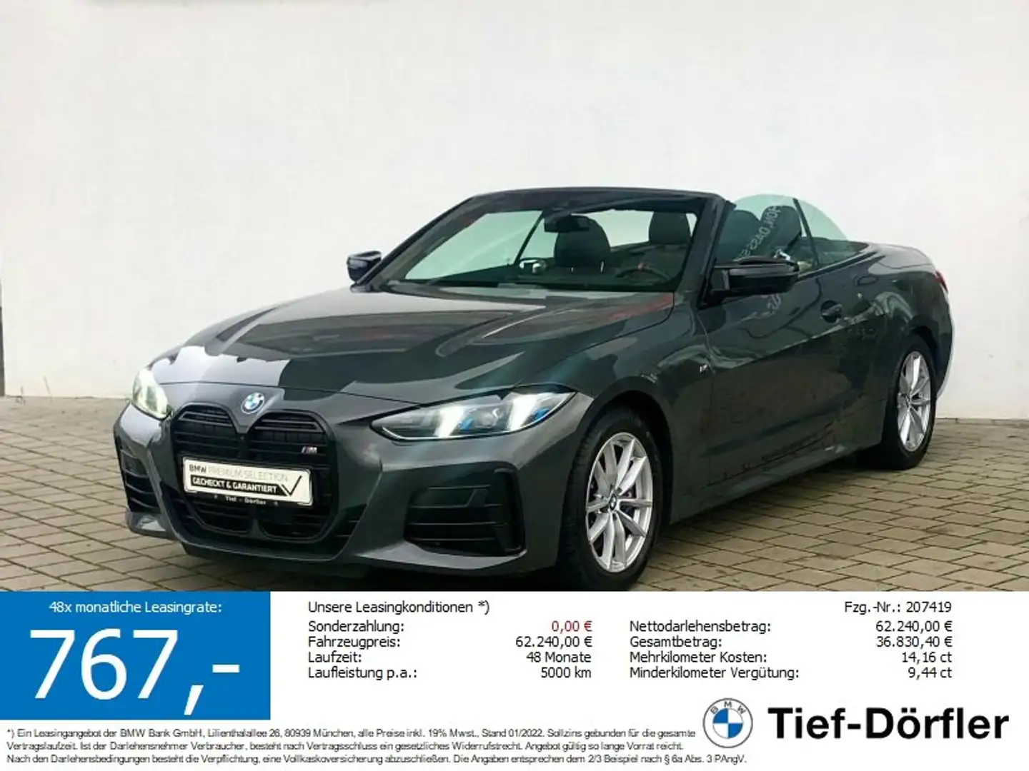 BMW 440 Mi xDrive Cabrio SHZ/ACC/LED+/360/LHZ/NACKEN Gris - 1