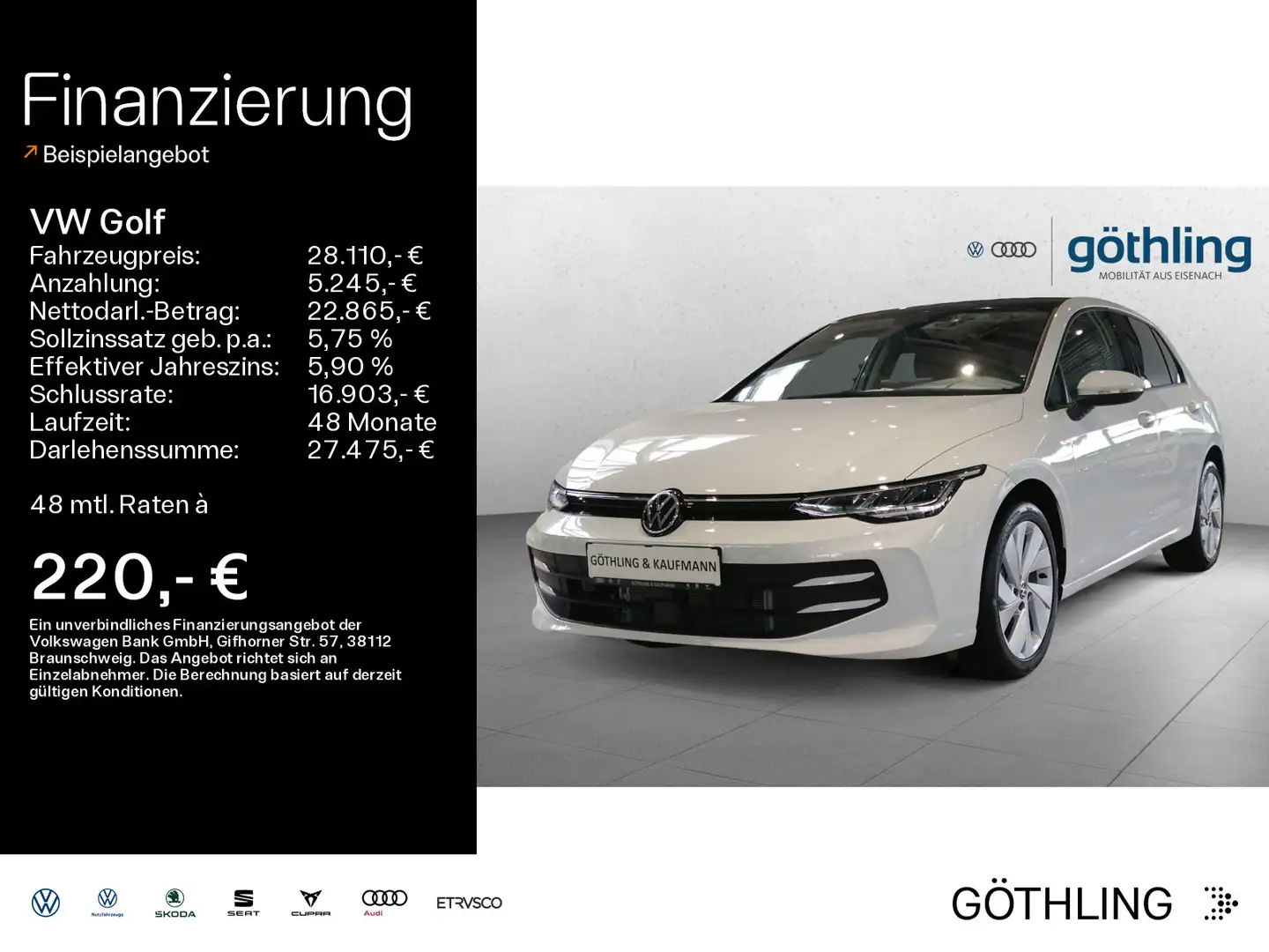 Volkswagen Golf Life 1.5 TSI 6-Gang*LED*AppConnect*SHZ*Pano Weiß - 1