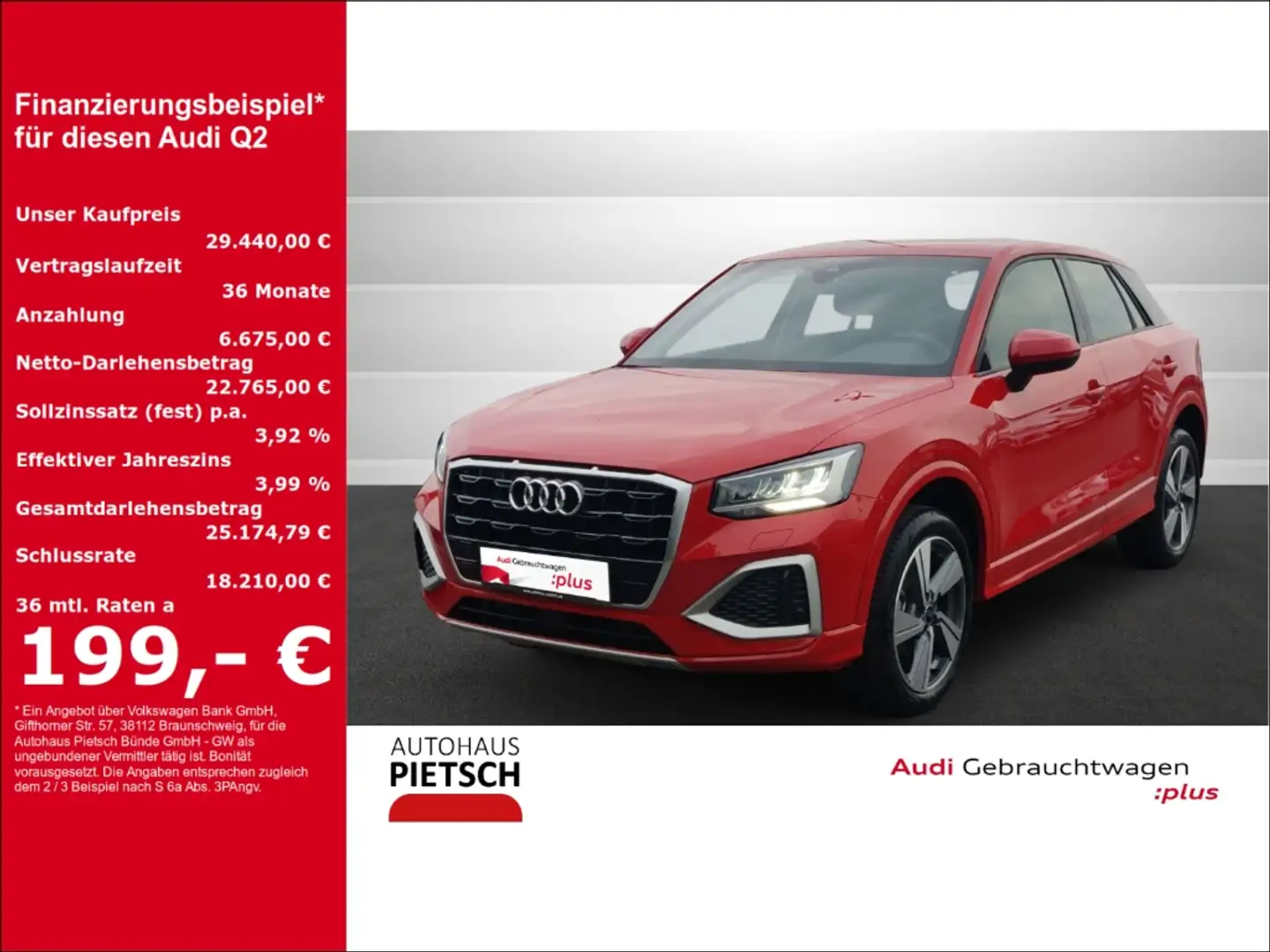 Audi Q2 30 TDI advanced LED Keyless Sportsitze Rot - 1