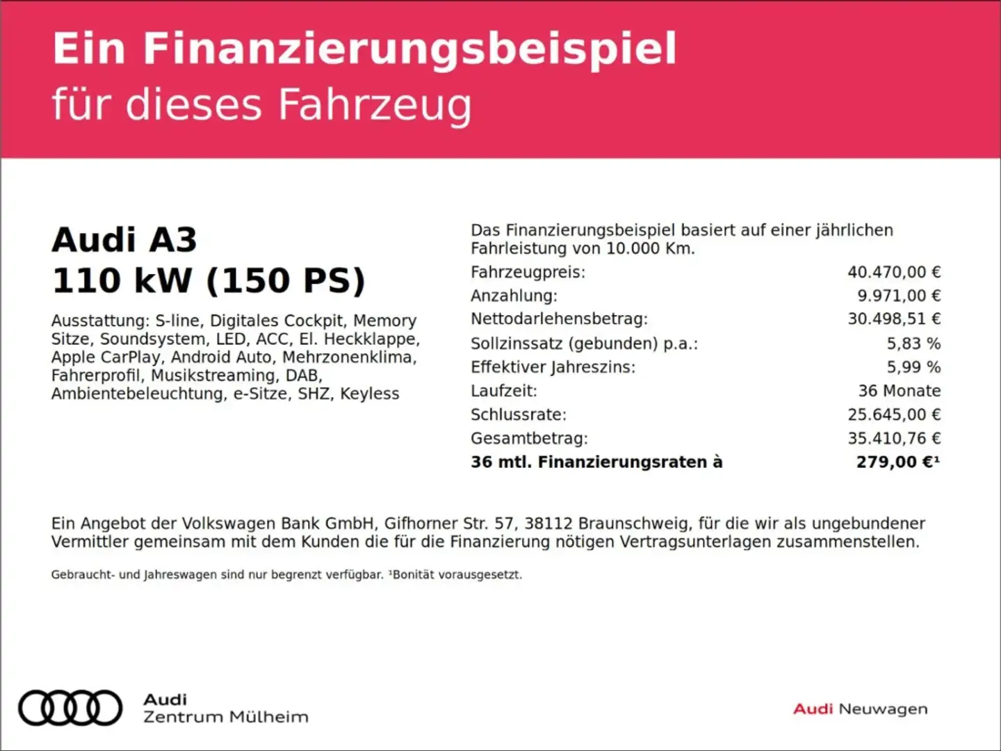 Audi A3 Sportback 35 TFSI S lineLED digitales Cockpit Memo Negro - 2