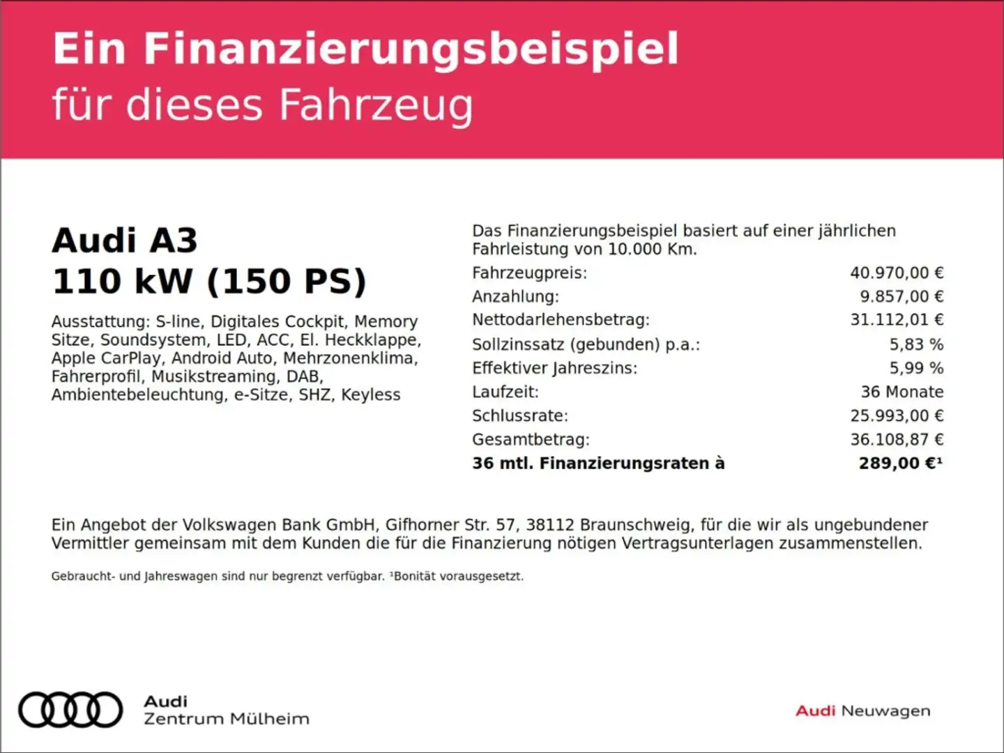 Audi A3 Sportback 35 TFSI S lineLED digitales Cockpit Memo Noir - 2