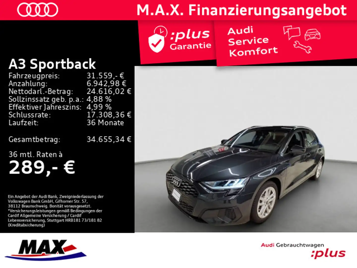 Audi A3 40 e TFSI S TRONIC MMI NAVI+VCP+PDC Grau - 1