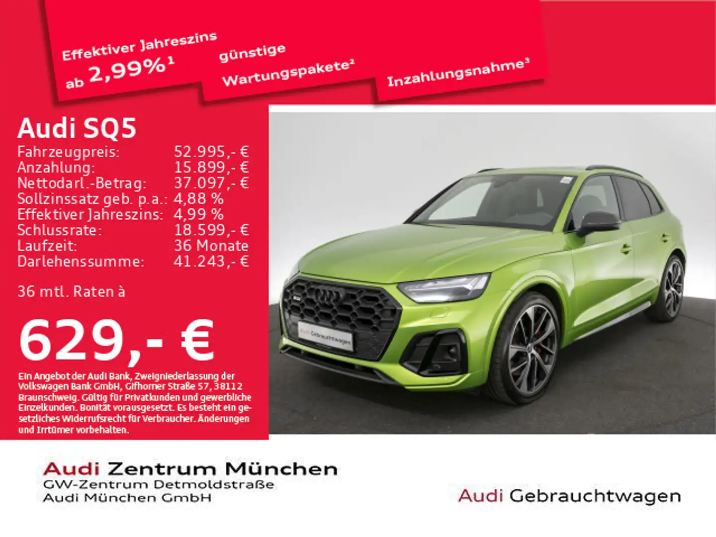 Audi SQ5 TDI tiptr. Pano/B&O/AHK/Virtual+/Matrix Grün - 1
