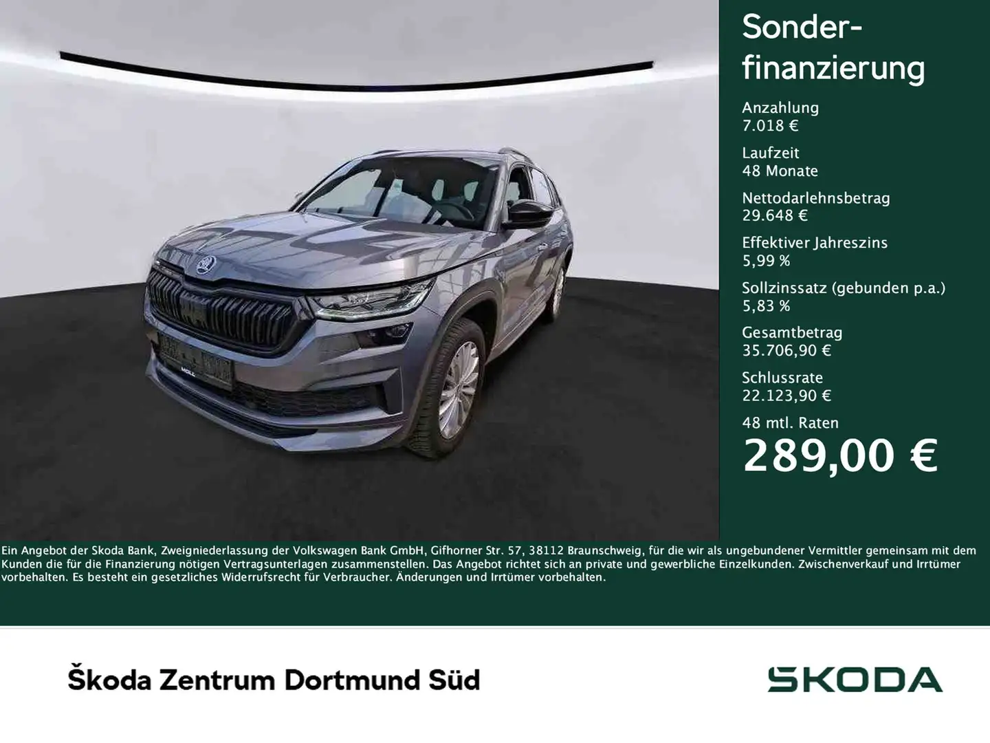 Skoda Kodiaq 2.0 SPORTLINE 4X4 LEDER PANO AHK ACC LM19 Gri - 1