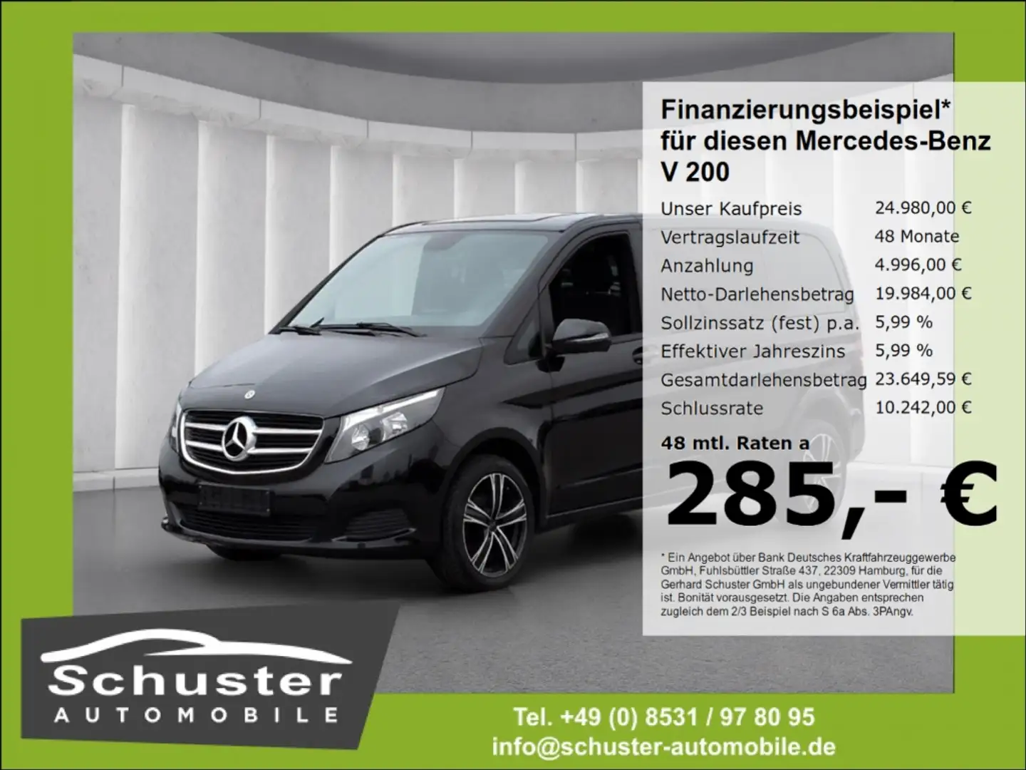 Mercedes-Benz V 200 d Rise*Navi PDC Licht/Regensen Bluetoo 18* Negro - 1