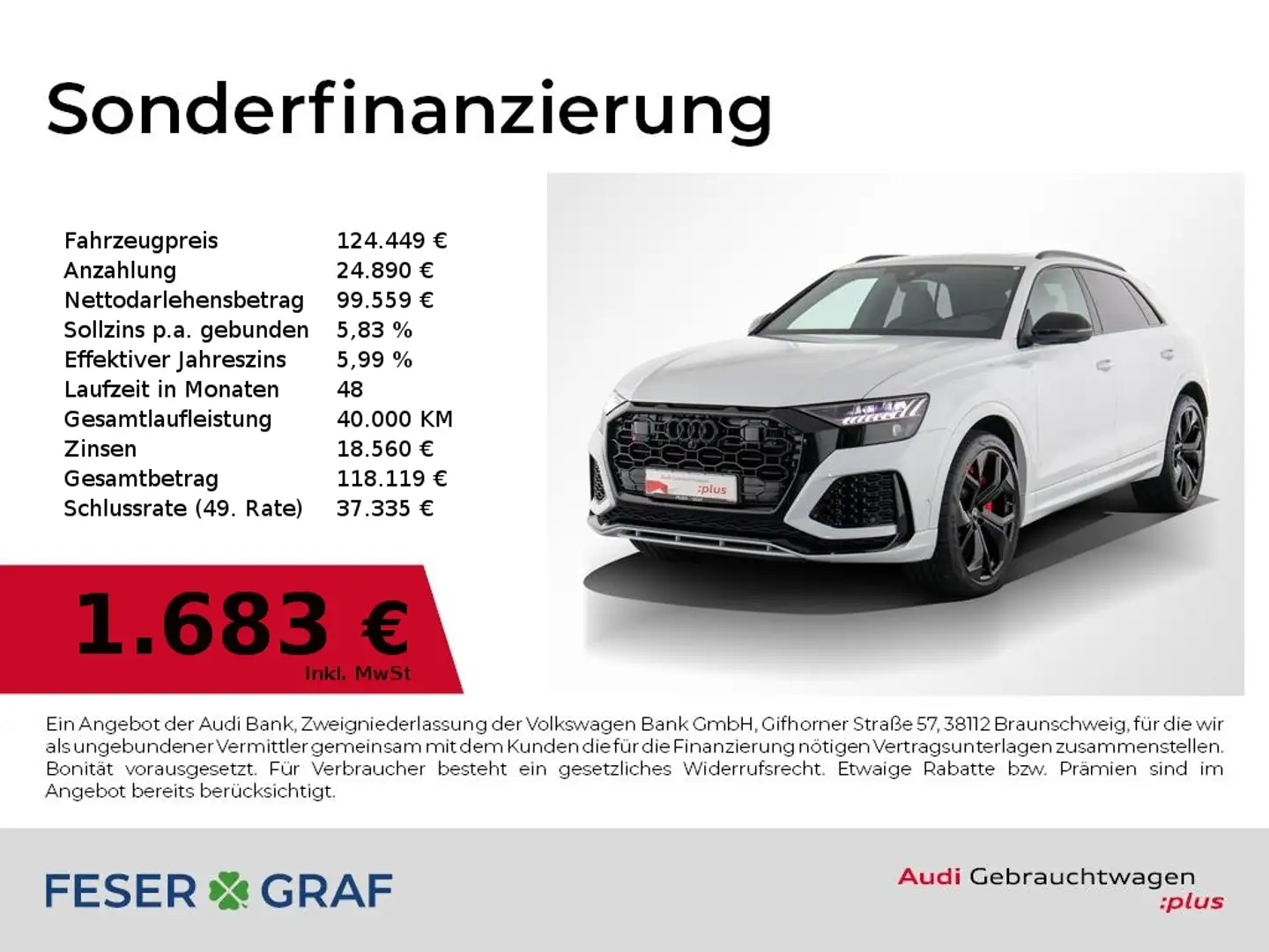 Audi RS Q8 Pano/Keramik/Head Up/ matrix/ Standheizung Weiß - 1