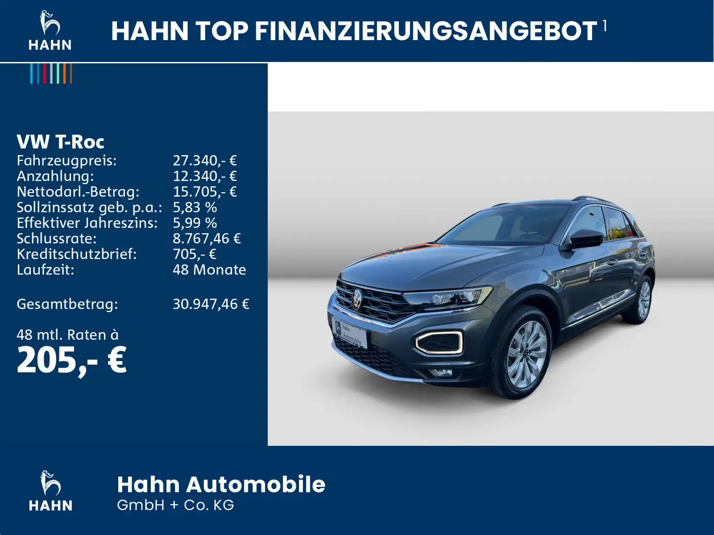 Volkswagen T-Roc 2.0TSI DSG Sport 4Mot LED ACC Virtual Navi Grau - 2
