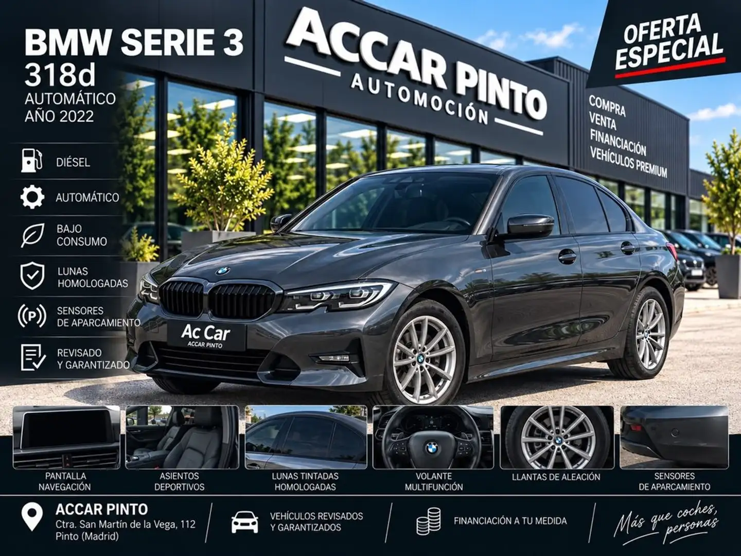 BMW 318 318d Auto. Gris - 1