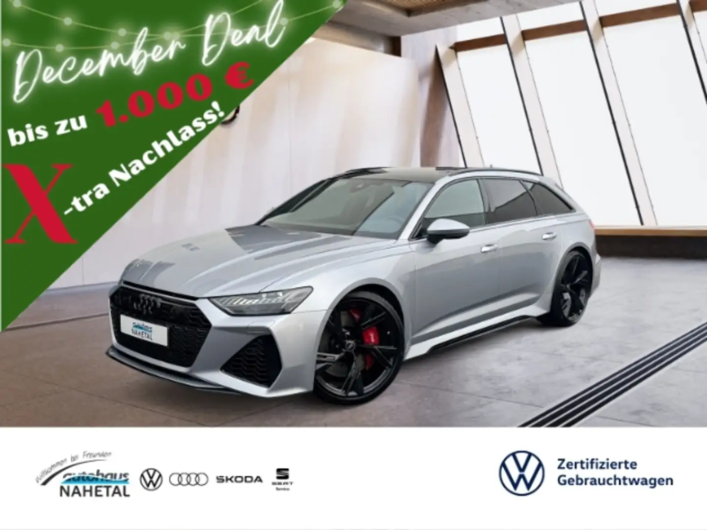 Audi RS6 Avant 4.0TFSI LASER-MATRIX DYNAMIC Vmax 22'' AHK P Silber - 1