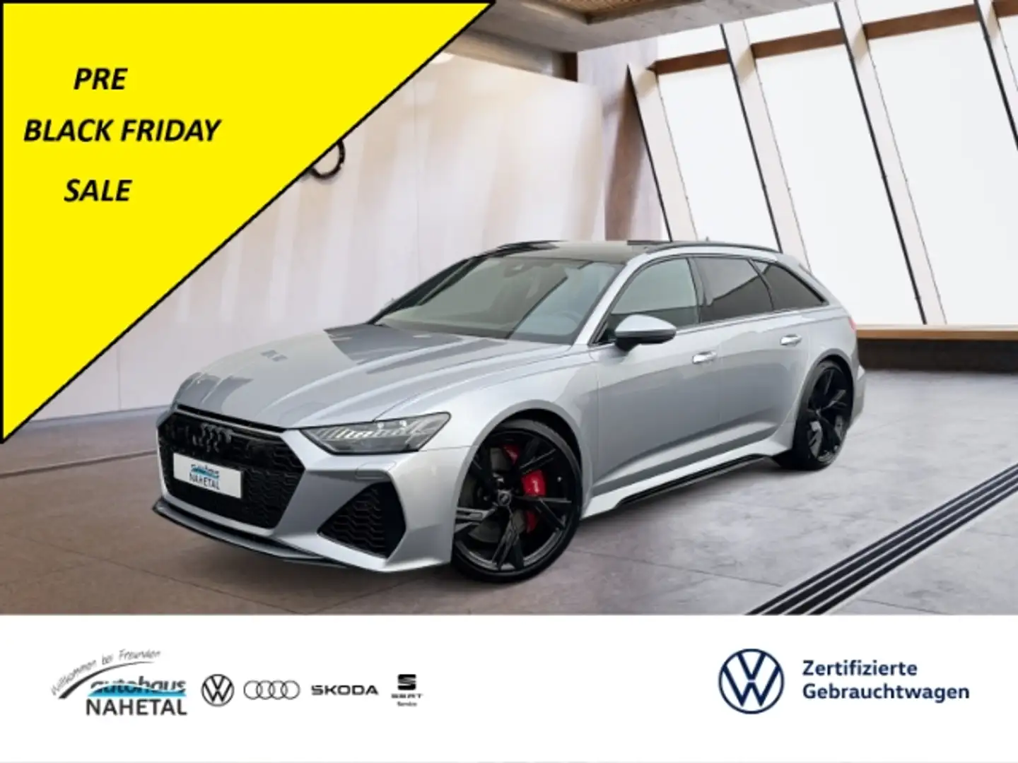 Audi RS6 Avant 4.0TFSI LASER-MATRIX DYNAMIC Vmax 22'' AHK P Silber - 1