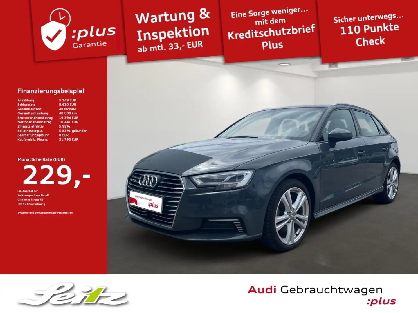 Audi A3 Sportback 40 e-tron sport *AHK*LED*PDC*NAVI* Grijs - 1