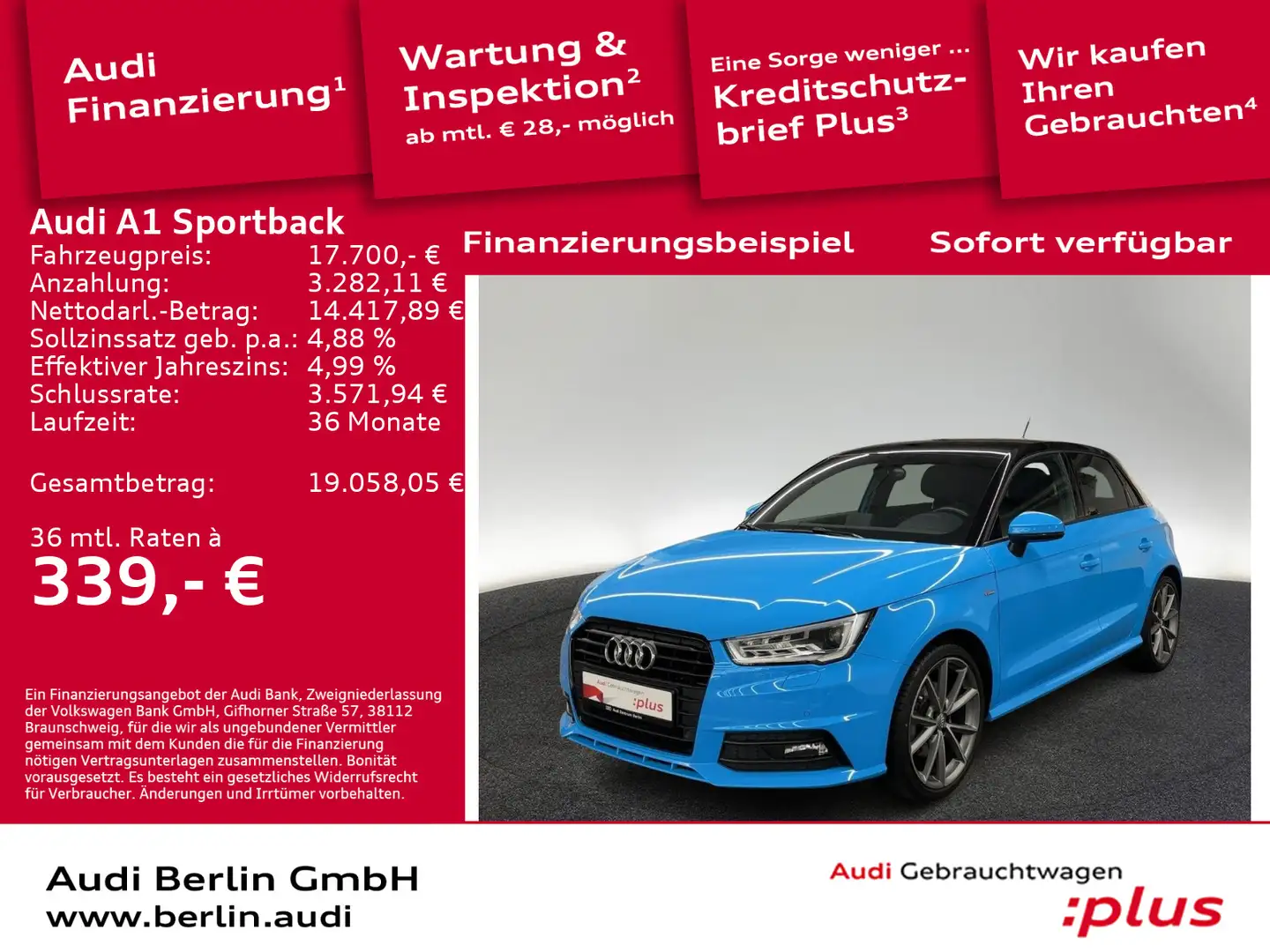Audi A1 Sport 1.4 TFSI S tr. NAVI XENON PDC Blau - 1