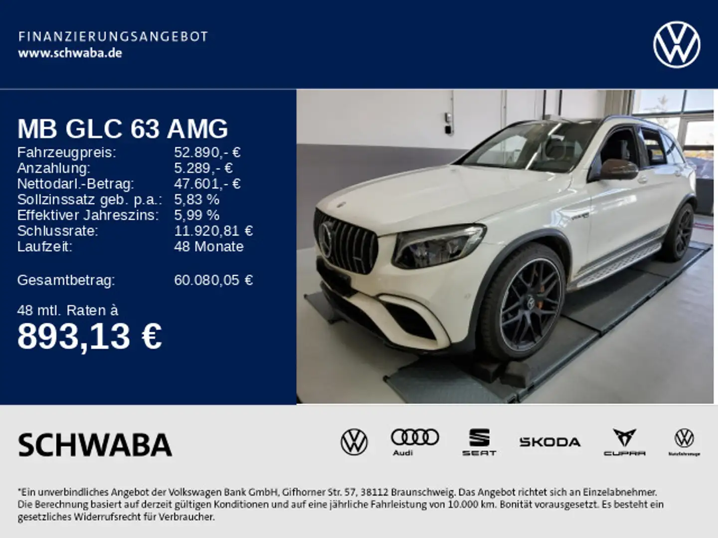 Mercedes-Benz GLC 63 AMG GLC 63 S AMG 4Matic Edition 1 8-fach bereift Blanc - 1