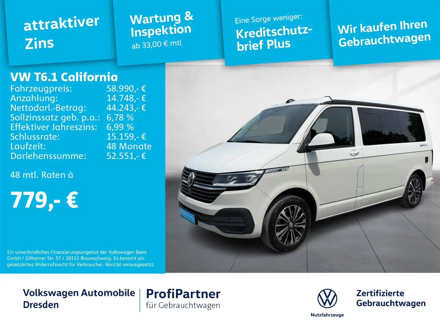 Volkswagen T6.1 California Beach 2.0 TDI DSG Weiß - 1