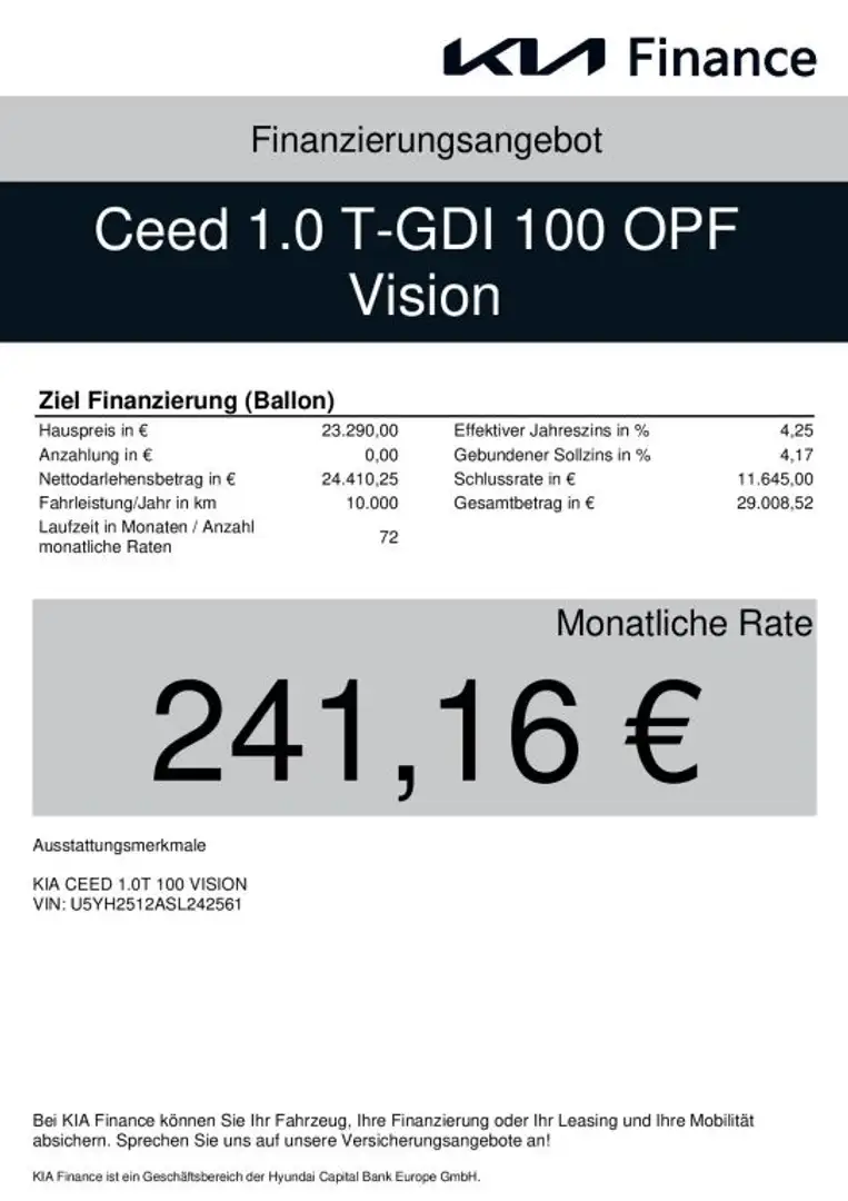 Kia Ceed / cee'd 1.0 T-GDI 100 Vision UVP 29.879 EUR Grün - 2