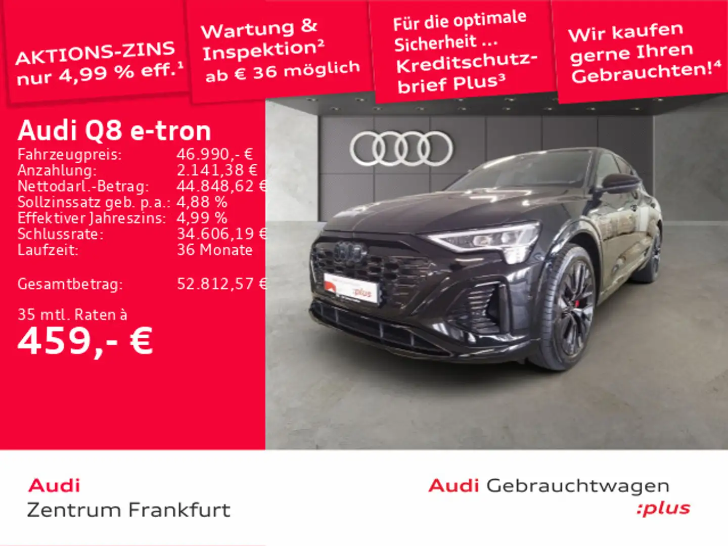 Audi Q8 e-tron 50 quattro S line MatrixLED Luft ACC B Schwarz - 1