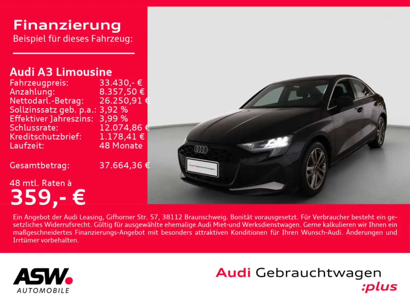 Audi A3 advanced 35TDI NAVI LED ACC RFK VC Schwarz - 1