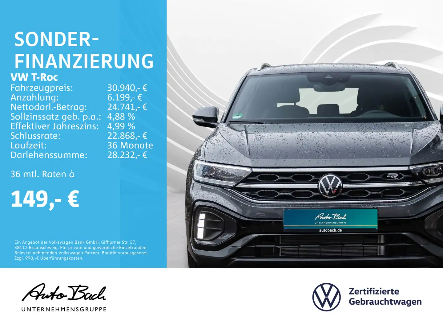 Volkswagen T-Roc 1.5 TSI DSG R-Line, LED, Navi, Rückfahrkam Grey - 2
