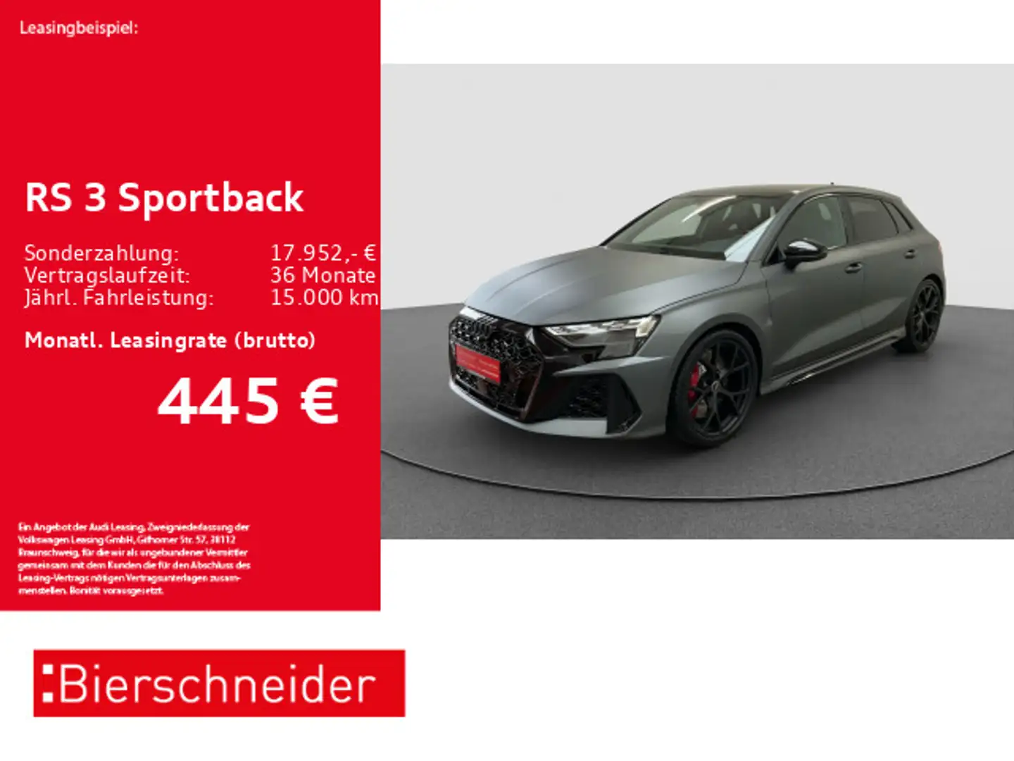 Audi RS3 RS3 Sportback Business MATT V/MAX PANO SCHALE MA Gris - 1