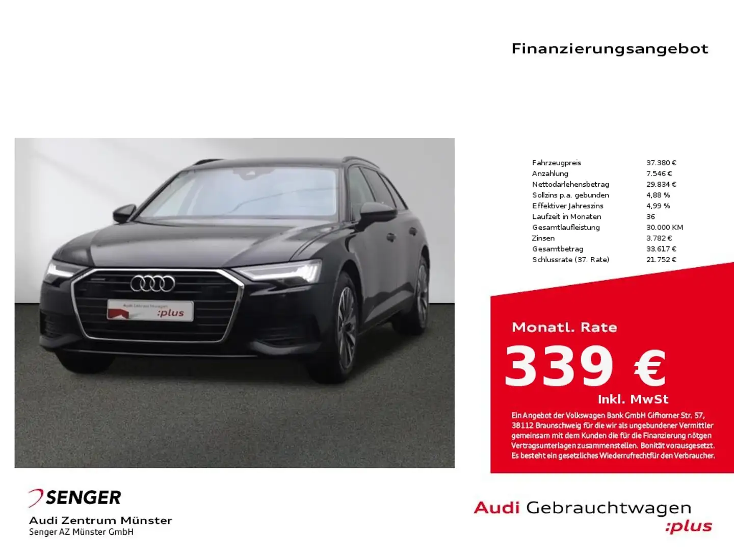 Audi A6 Avant 40 TDI quattro MMI Navi Matrix Kamera Schwarz - 1