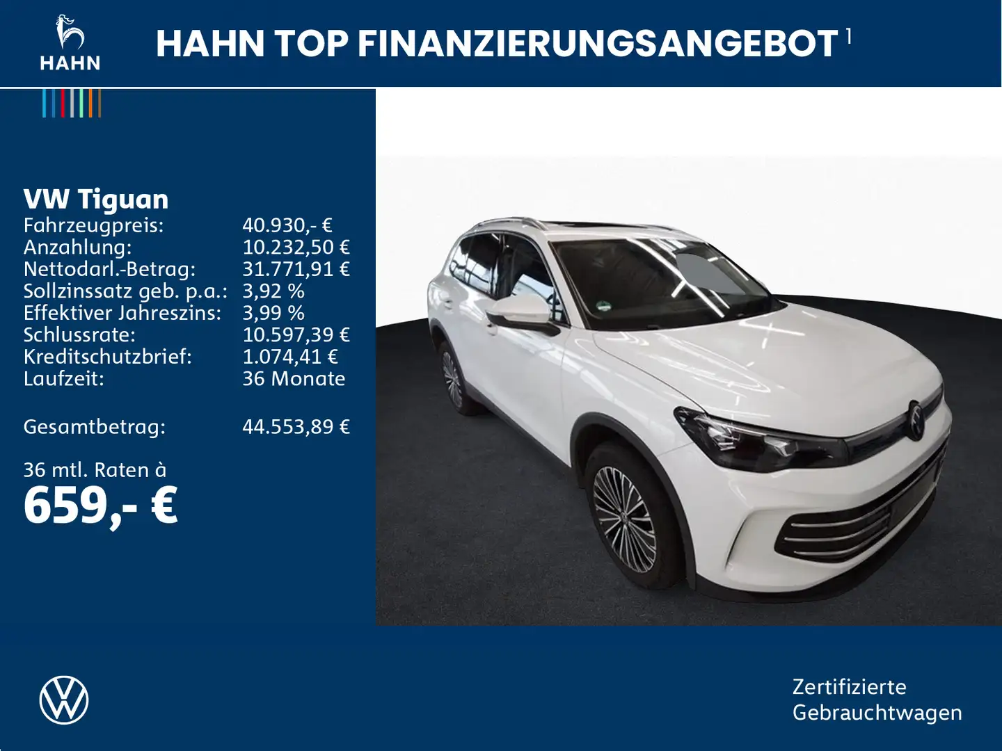 Volkswagen Tiguan 2.0TDI DSG Elegance 360° AHK Matrix Pano Weiß - 2