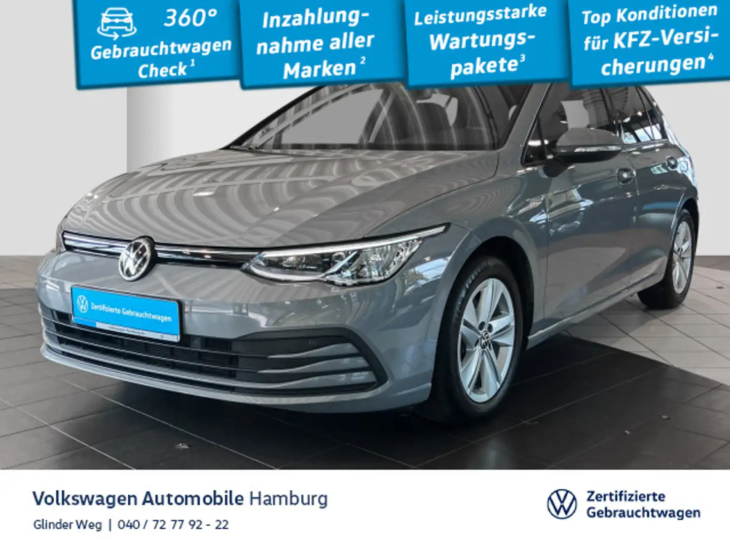 Volkswagen Golf VIII 1.5 eTSI Life DSG Ganzjahresreifen Nav Grau - 1