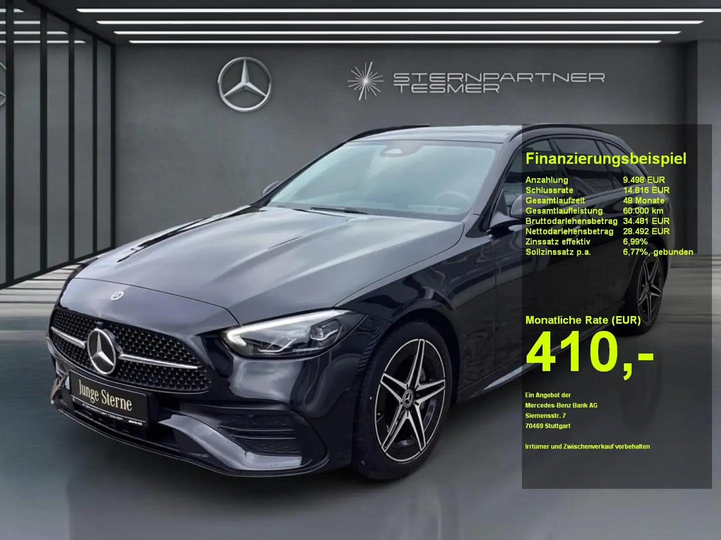 Mercedes-Benz C 180 T +AMG+Night+Pano+Kamera+Memory+Totw+Verk Schwarz - 1