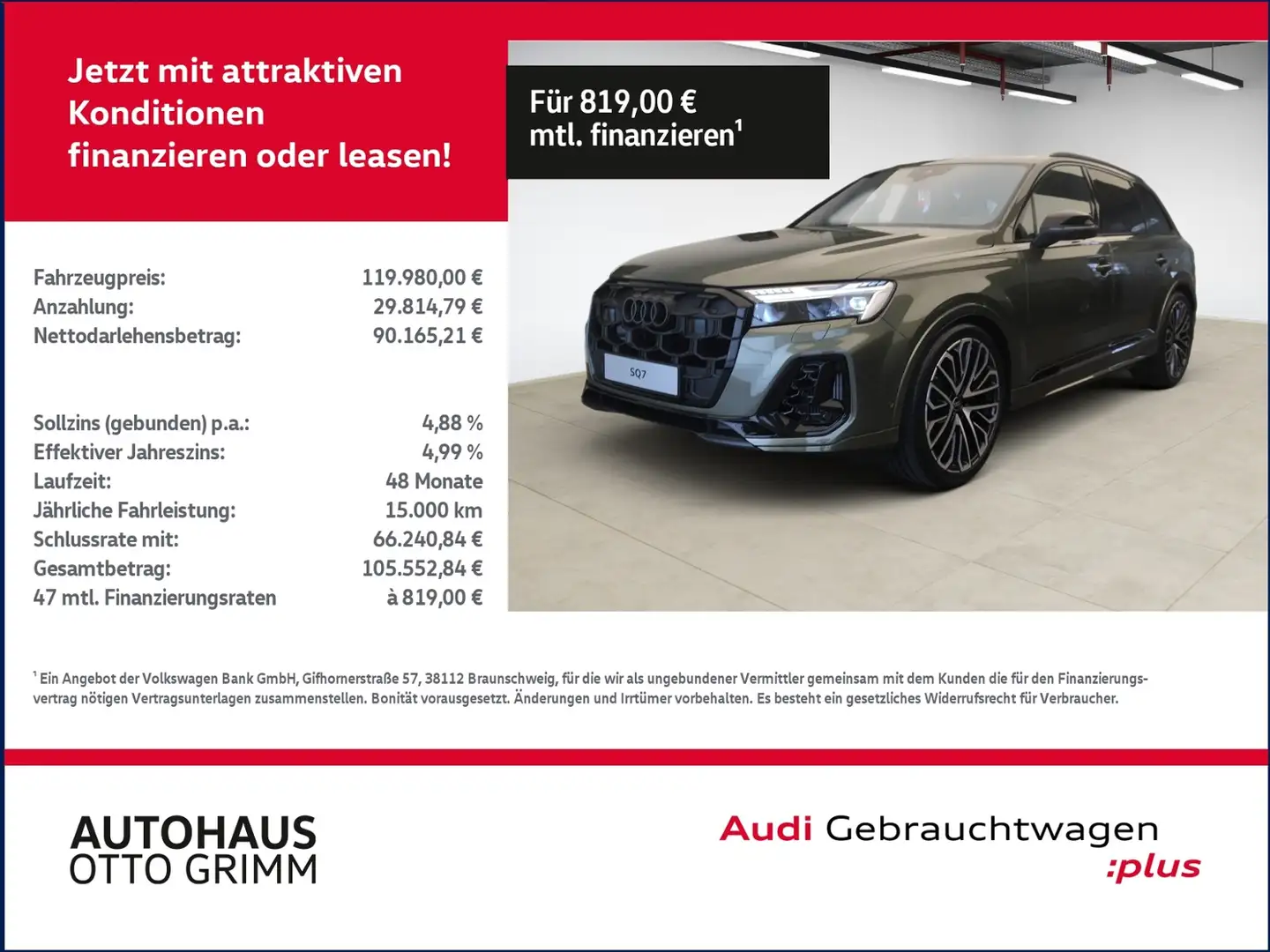 Audi SQ7 4.0 TFSI quattro B & O Matrix Vert - 1