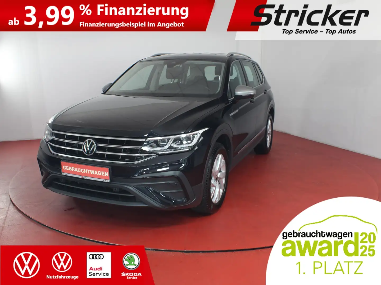 Volkswagen Tiguan Allspace Life 2.0TSI DSG 4M 392,-ohne Anzahlung AHK Kamera Чорний - 2