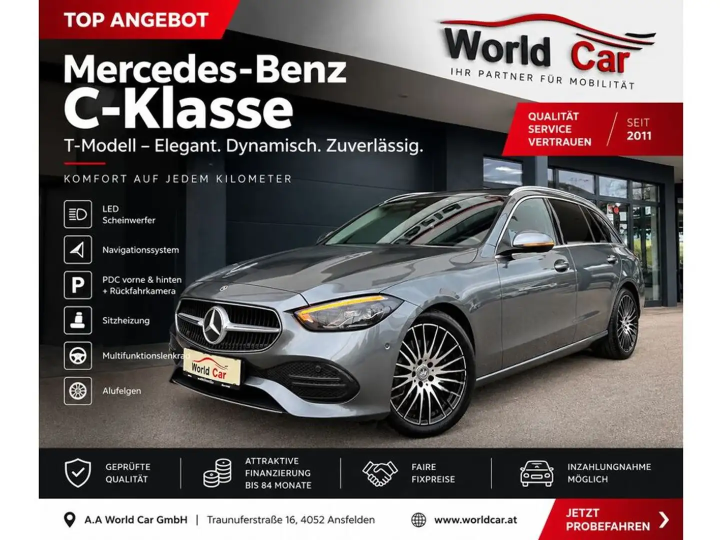 Mercedes-Benz C 200 d T Avantgarde Aut. LED-NAVI-Teilleder-18'' Grau - 1