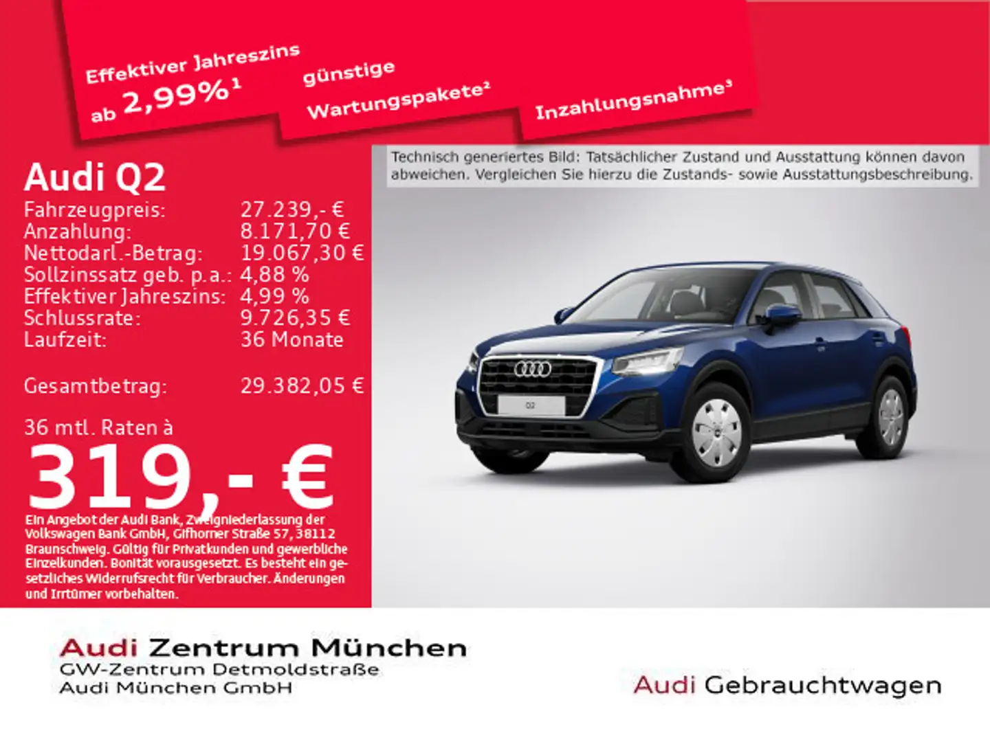 Audi Q2 30 TDI AHK/Navi+/LED Blau - 1
