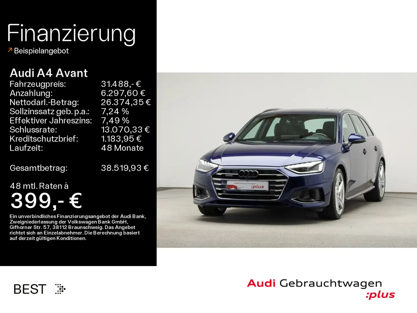 Audi A4 Advanced 40 TDI qu. Pano*HUD*Assist Blau - 1