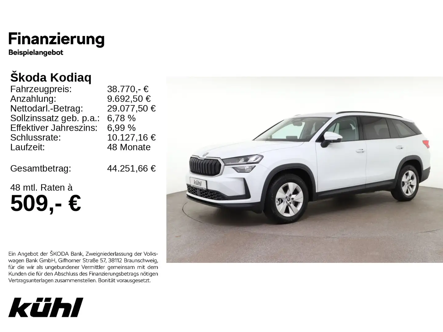 Skoda Kodiaq 2.0 TDI DSG Selection LED/ACC/Kamera/App/ Weiß - 1