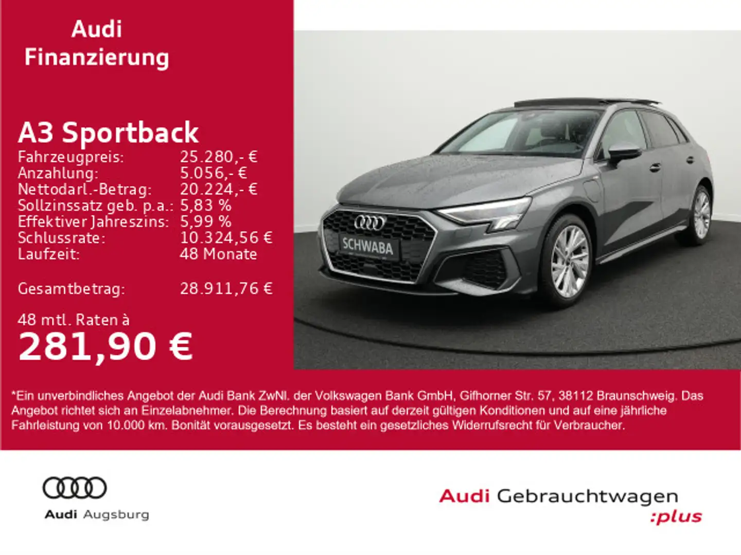 Audi A3 S line 40 TFSIe *PANO*LED*NAV*8fach Grau - 1