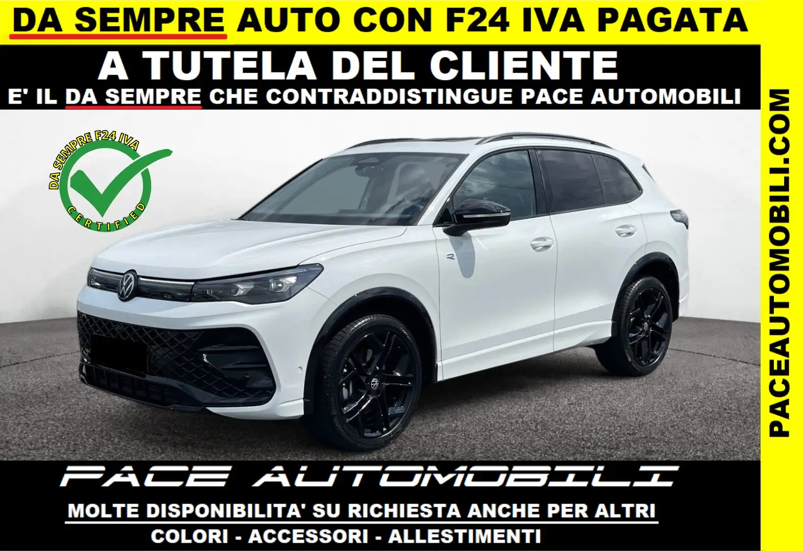 Volkswagen Tiguan eTSI DSG R-LINE RLINE BLACK PACK 20" MATRIX TETTO Bianco - 1