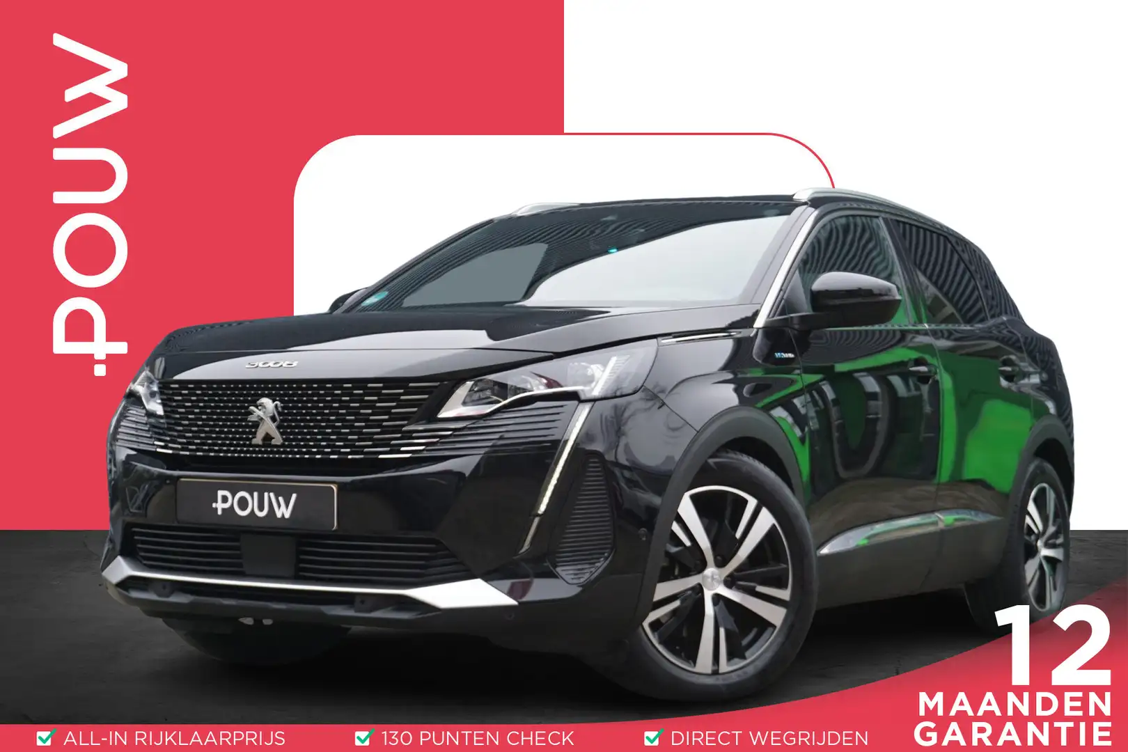Peugeot 3008 1.6 225pk HYbrid GT | SoH 93% | Camera | Apple Car Schwarz - 1