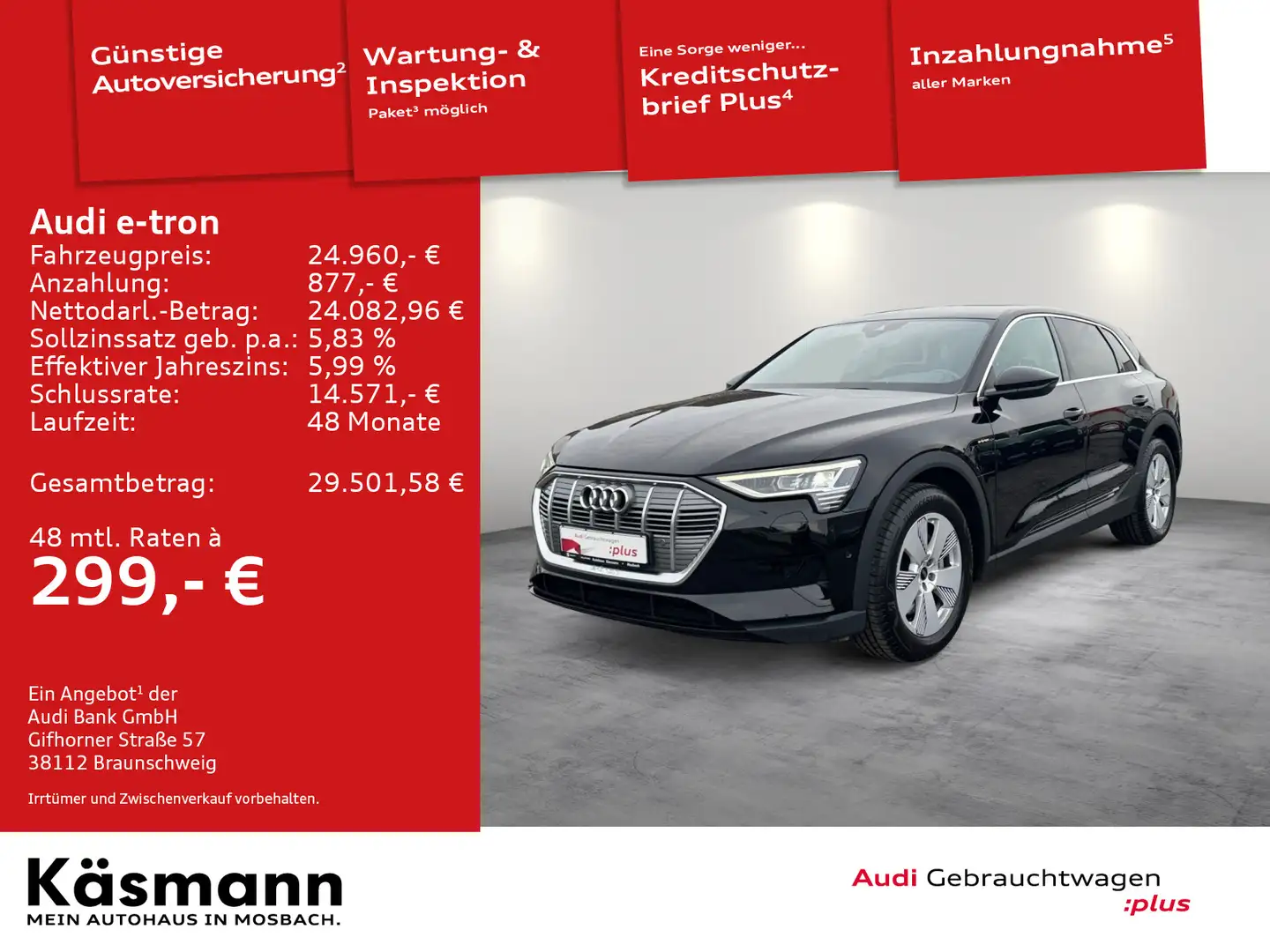 Audi e-tron 50 quattro AHK NAV KAM SHZ DAB Schwarz - 1