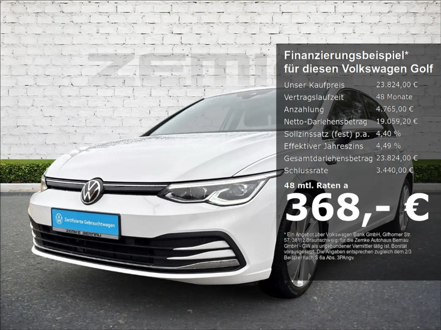 Volkswagen Golf VIII 1.5 eTSI DSG Style 3,99 AHK-klappbar Navi Dig Blanc - 1