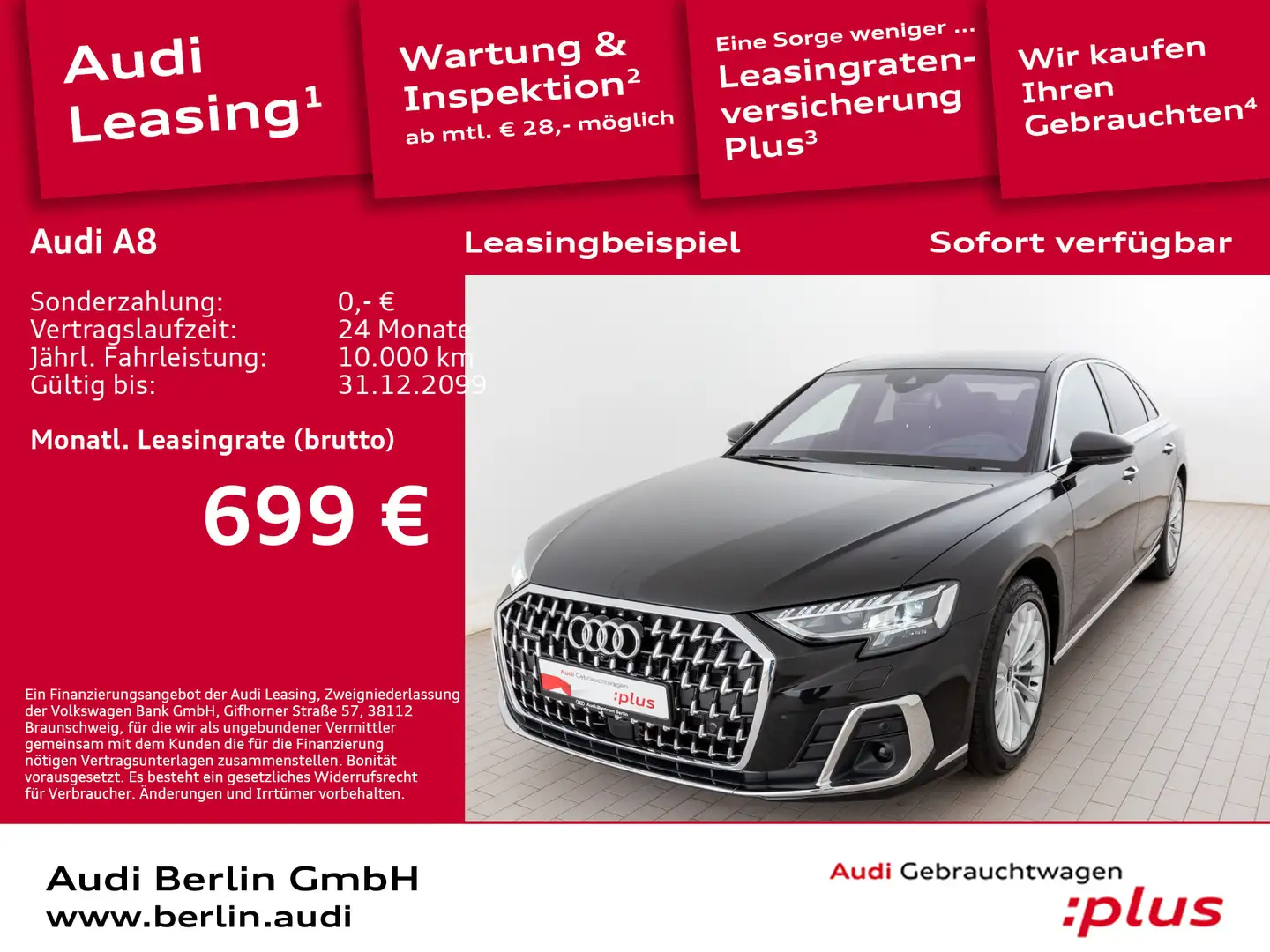 Audi A8 50 TDI qu. tiptr. STDHZ PANO HUD 360°K MATRIX Schwarz - 1