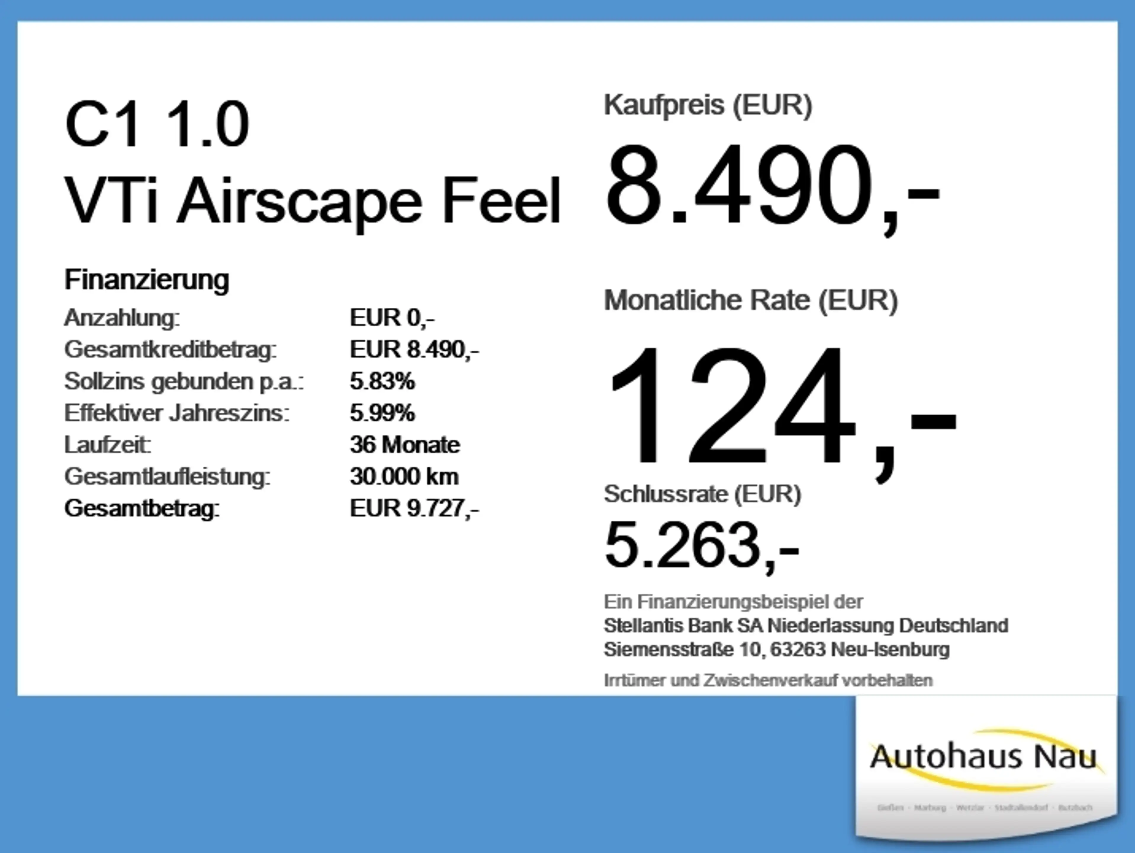 Citroen C1 1.0 VTi Airscape Feel Inspektionspaket BigDeal — photo 6