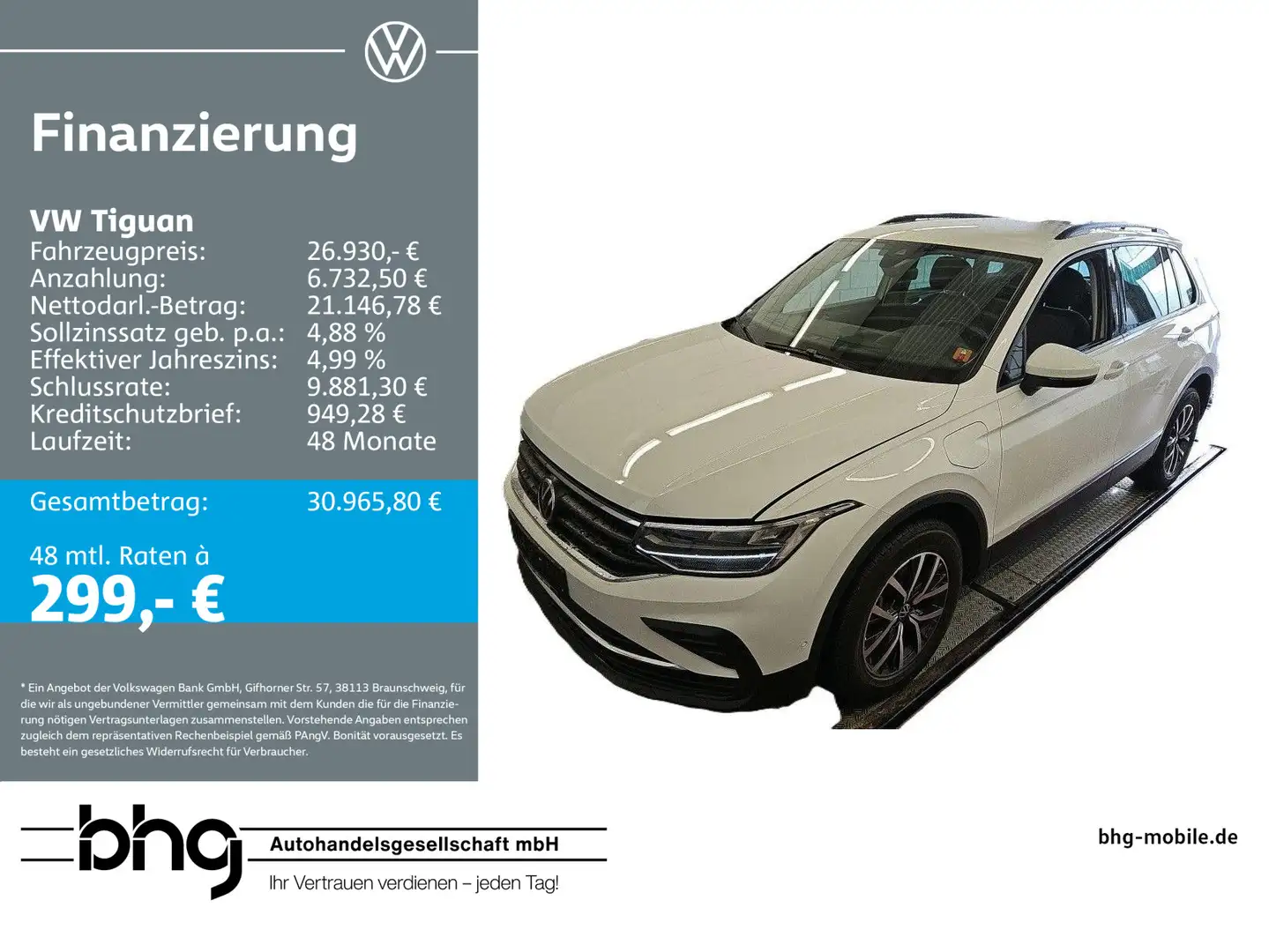 Volkswagen Tiguan 1.4 eHybrid DSG Life Mode3 AHK LED Travel Weiß - 1