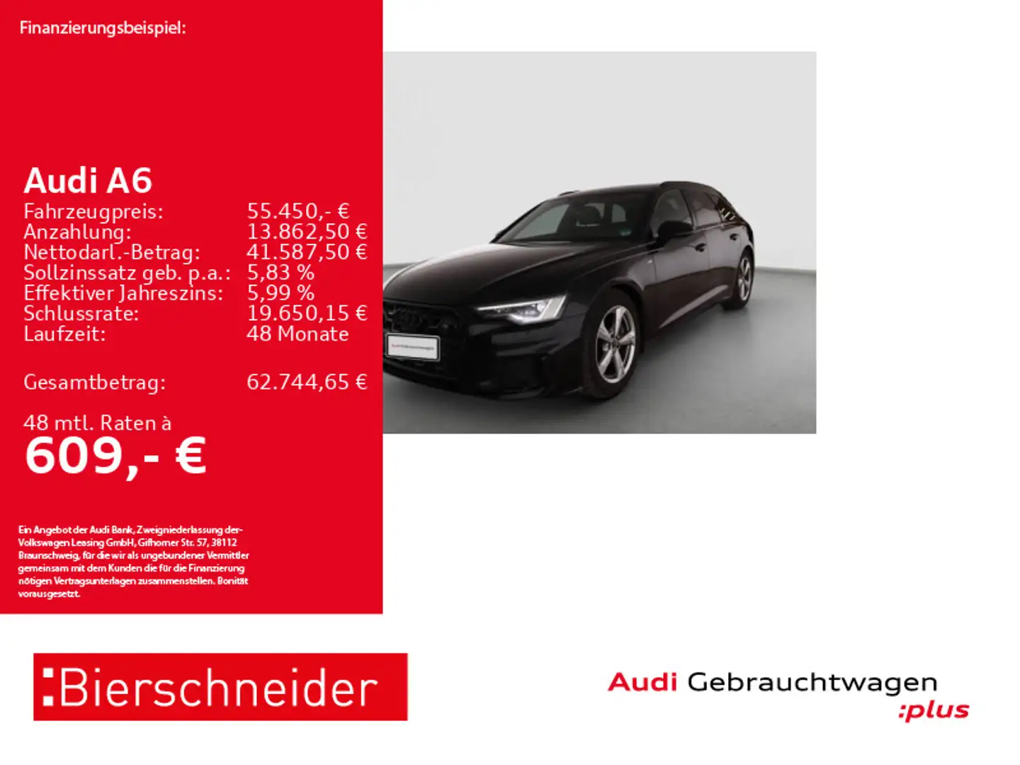Audi A6 Av 45 TDI qu S-Line Black AHK MATRIX PANO HuD Schwarz - 1