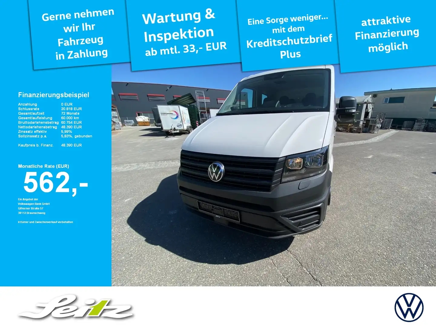 Volkswagen Crafter 50 Pritsche 2.0 TDI DoKa MR *7-SITZER*AHK* Bianco - 1