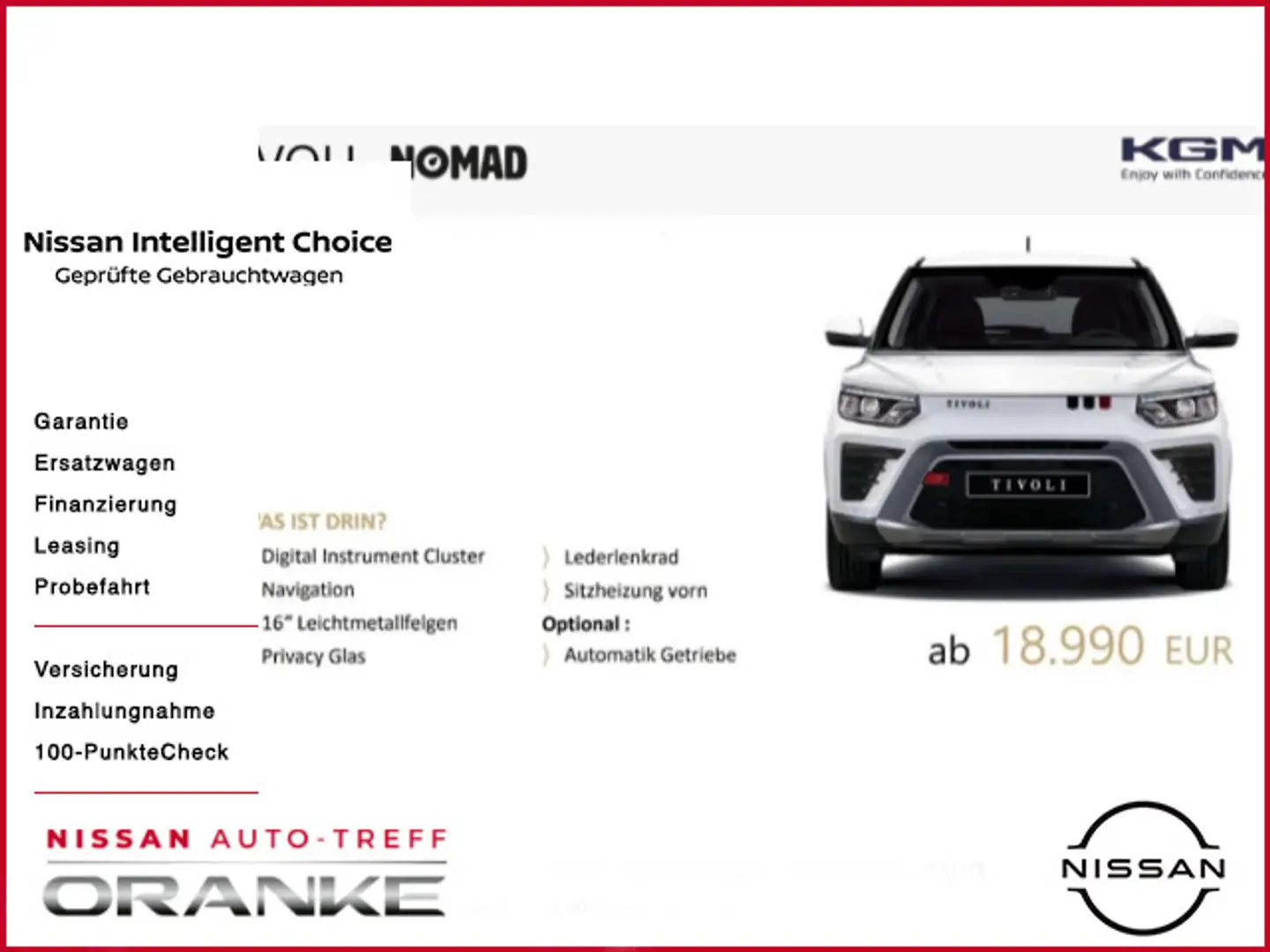 KGM Tivoli Nomad 6MT*Klima*Navi*MJ25 Weiß - 1