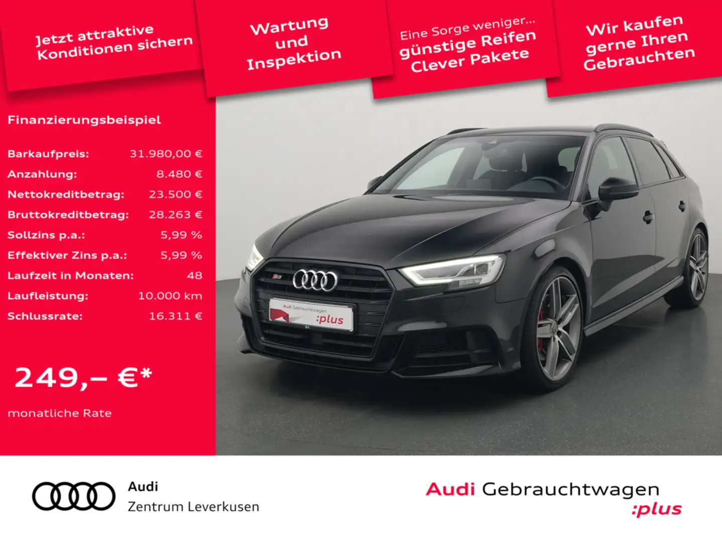 Audi S3 Sportback S-TRON B&O NAVI ACC MATRIX LEDER Schwarz - 1