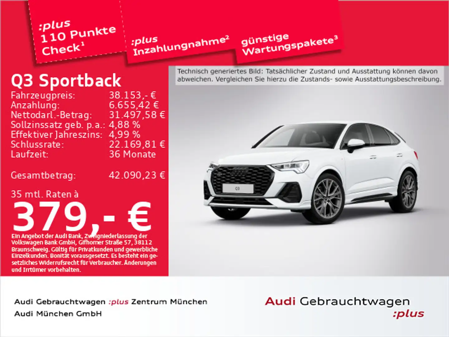 Audi Q3 40 TFSI qu. S tronic S line ACC/Vir Weiß - 1