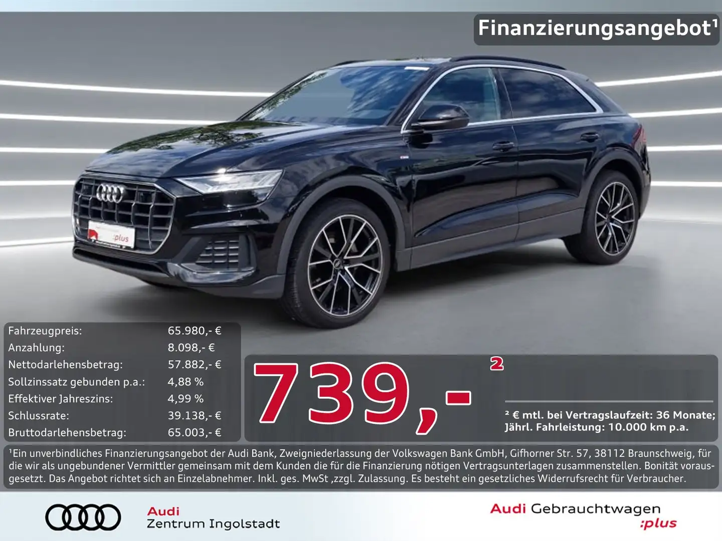 Audi Q8 50 TDI qu S line MATRIX PANO STHZG Luft 22" Schwarz - 1